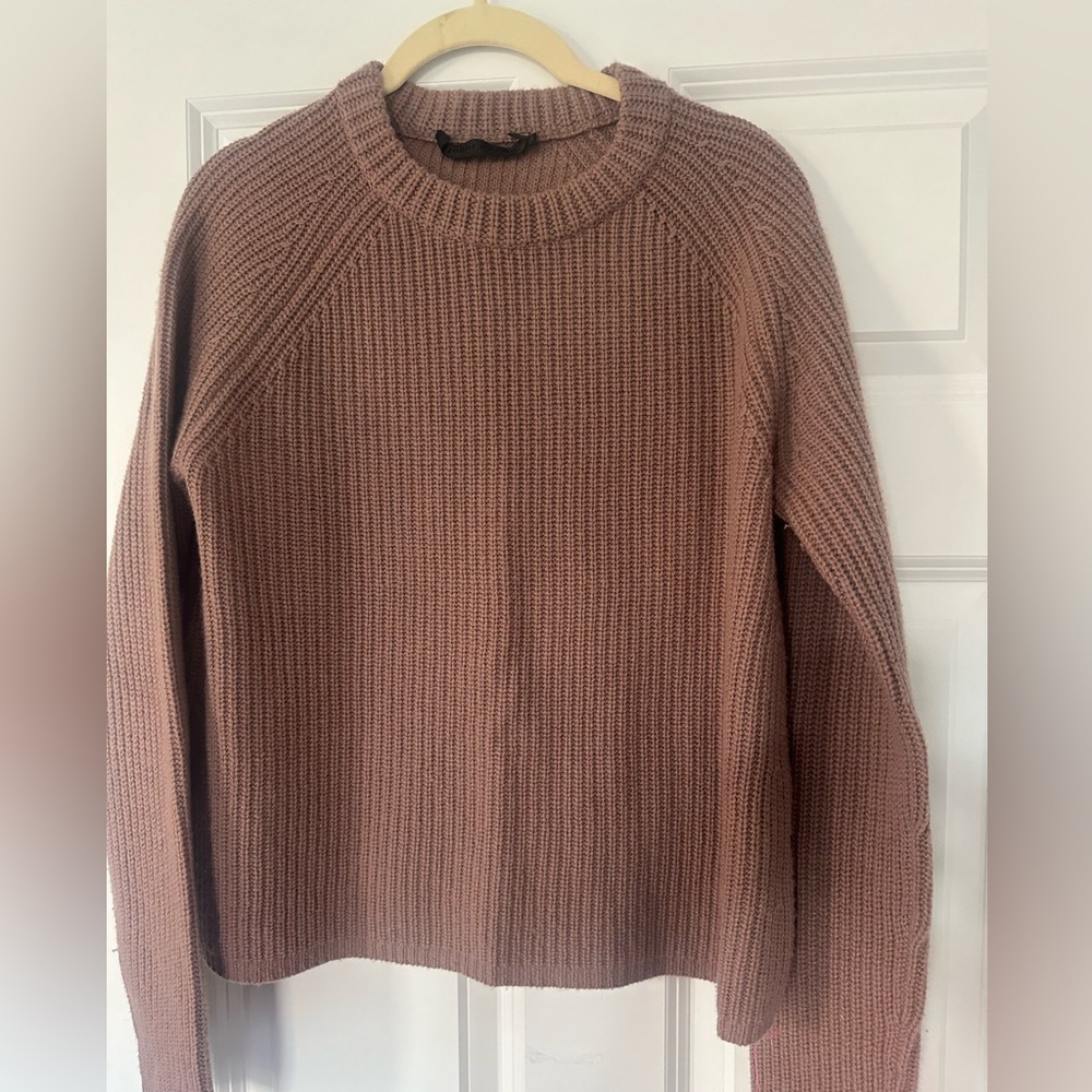 Jenni Kayne Cashmere Fisherman Sweater Medium Mauve